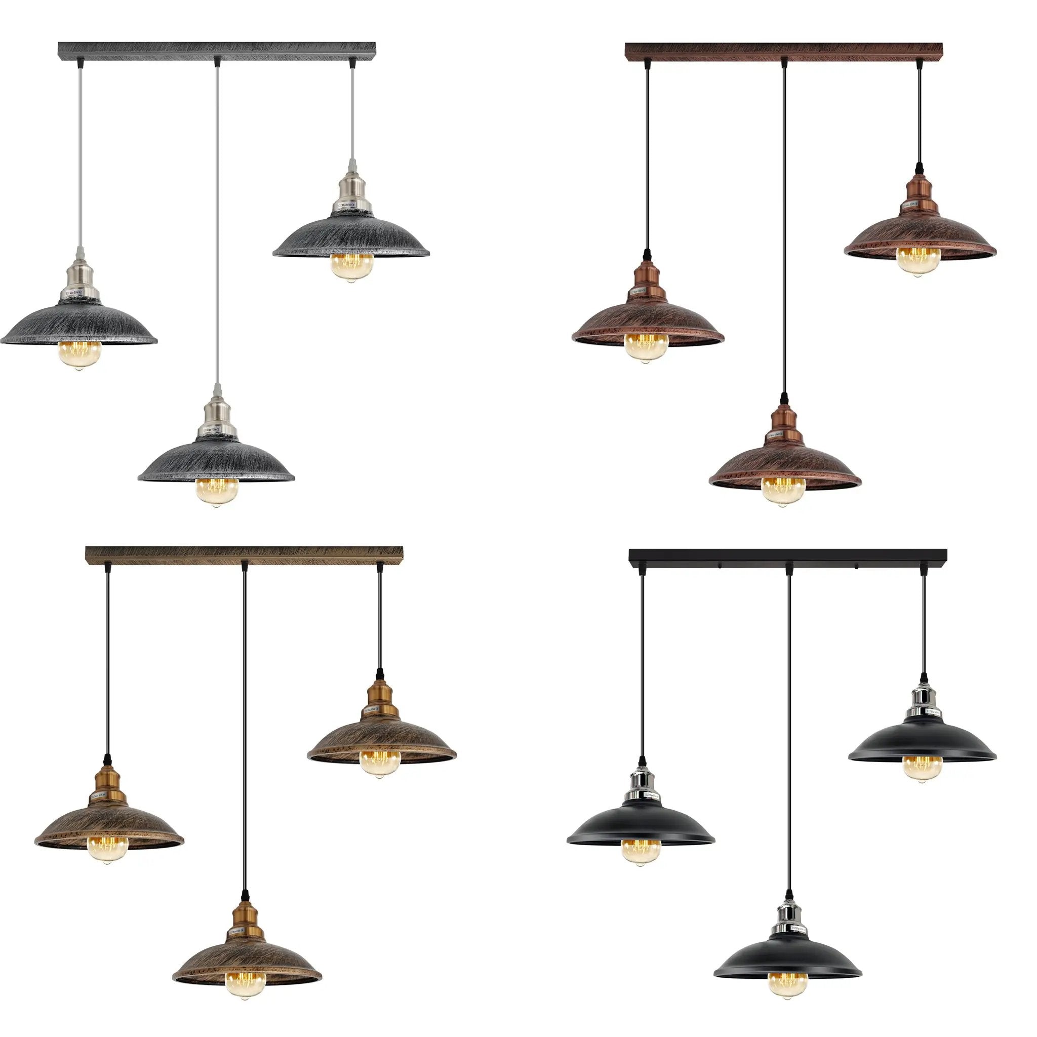 Un-branded Industrial Vintage Kitchen Lights Chandelier Metal Shade Hanging E27 Pendant - Pendant Lights