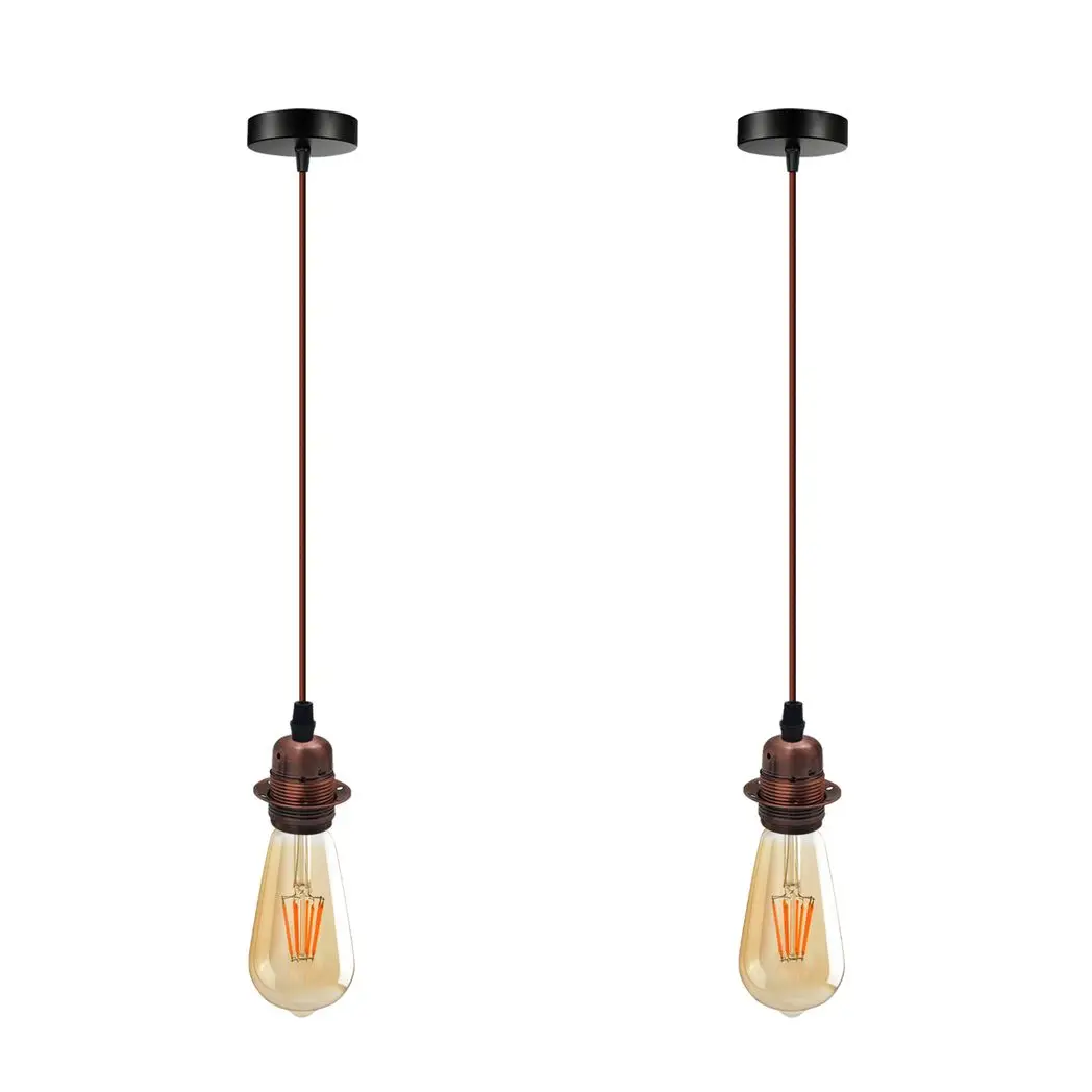 Un-branded 2 Pack Vintage Industrial Pendant Light,lampshade E27 UK Holder Fitting Set - Pendant Lights