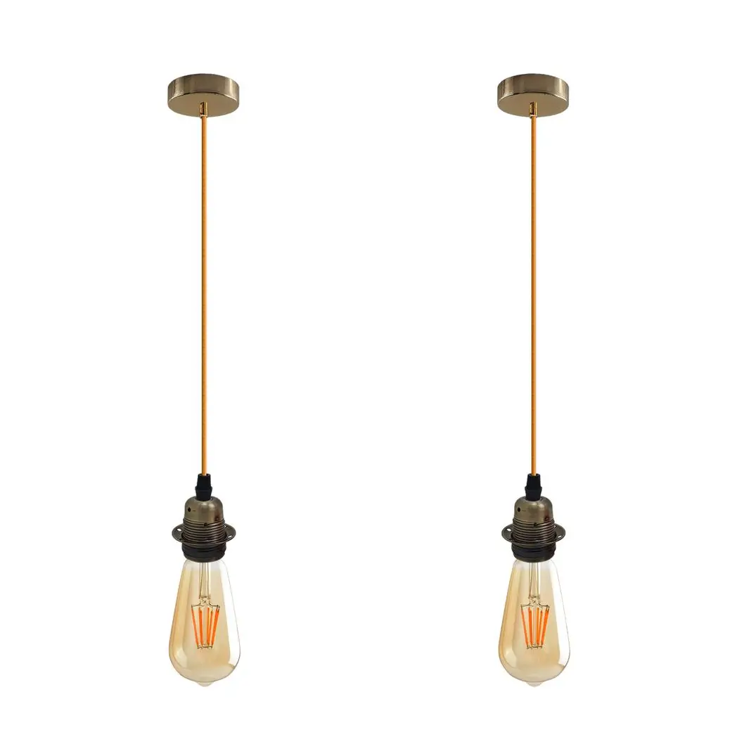 Un-branded 2 Pack Vintage Industrial Pendant Light,lampshade E27 UK Holder Fitting Set - Pendant Lights