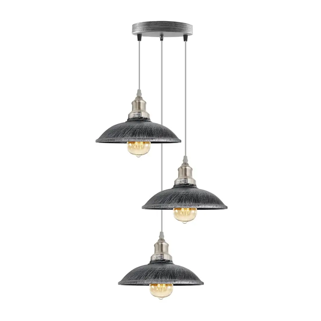 Un-branded 3 Head Vintage Industrial E27 Ceiling Hanging Light Shade Metal Pendant Lamp - Pendant Lights