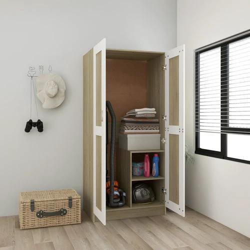 vidaXL vidaXL Engineered Wood Wardrobe 82.5x51.5x180 cm Smoked Oak Finish with Ample Storage for Home Organization - Wardrobe