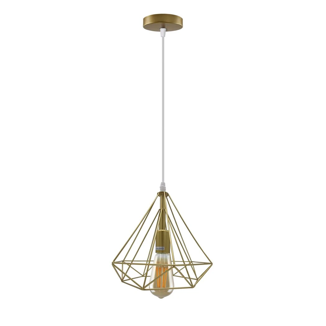 Un-branded Gold Vintage Industrial Pendant Light Triple Cage E27 Geometric Wire Finish for Home Decor - Ceiling Lights