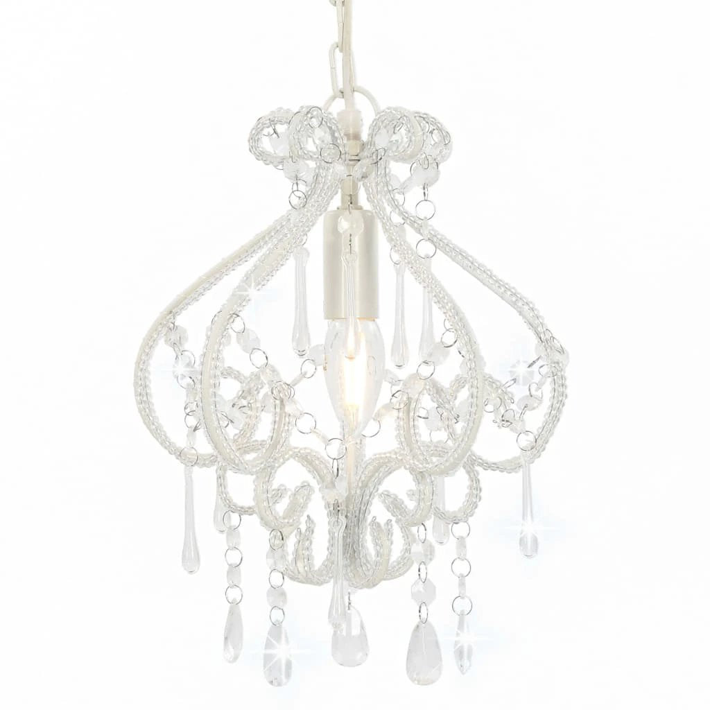 vidaXL Ceiling Lamp with Beads White Round E14 by vidaXL