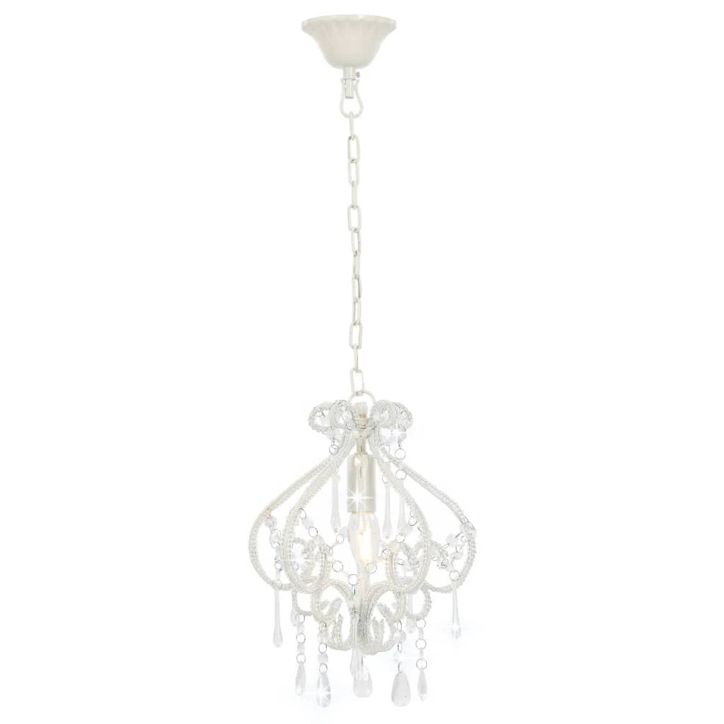 vidaXL Ceiling Lamp with Beads White Round E14 by vidaXL