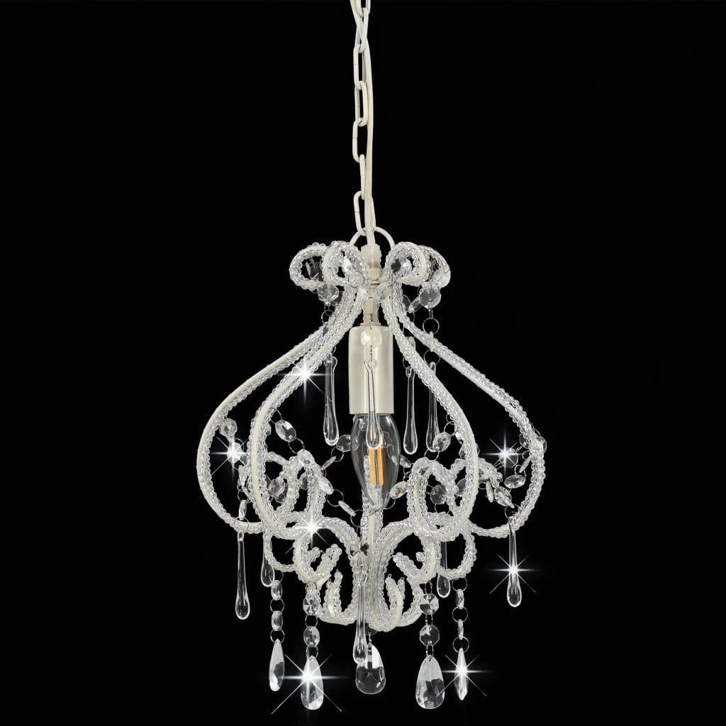 vidaXL Ceiling Lamp with Beads White Round E14 by vidaXL