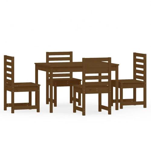 VidaXL 5 Piece Garden Dining Set 121x82.5x76 cm Solid Pine Wood Rustic Outdoor Patio Furniture by vidaXL