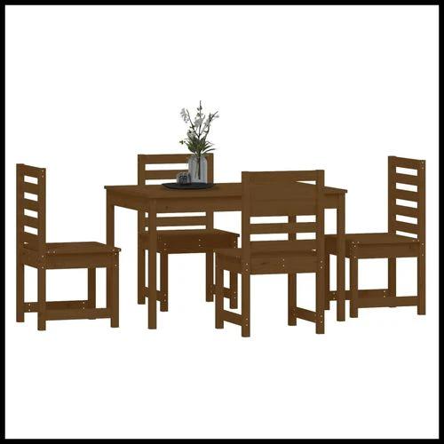 vidaXL VidaXL 5 Piece Garden Dining Set 121x82.5x76 cm Solid Pine Wood Rustic Outdoor Patio Furniture - Garden Set