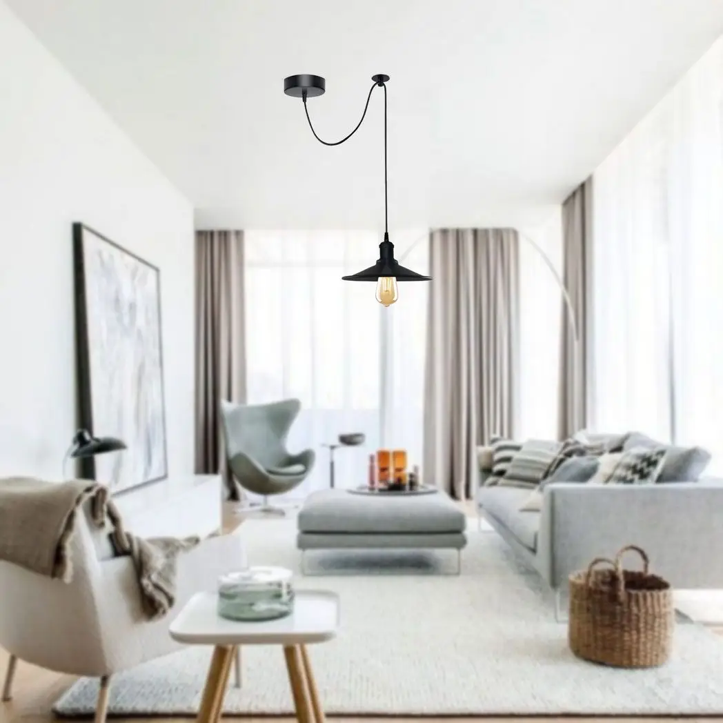 Un-branded Black Vintage Cone shaped shade Ceiling Pendant Light Fitting with Adjustable Cord Light Fixture - Pendant Lights