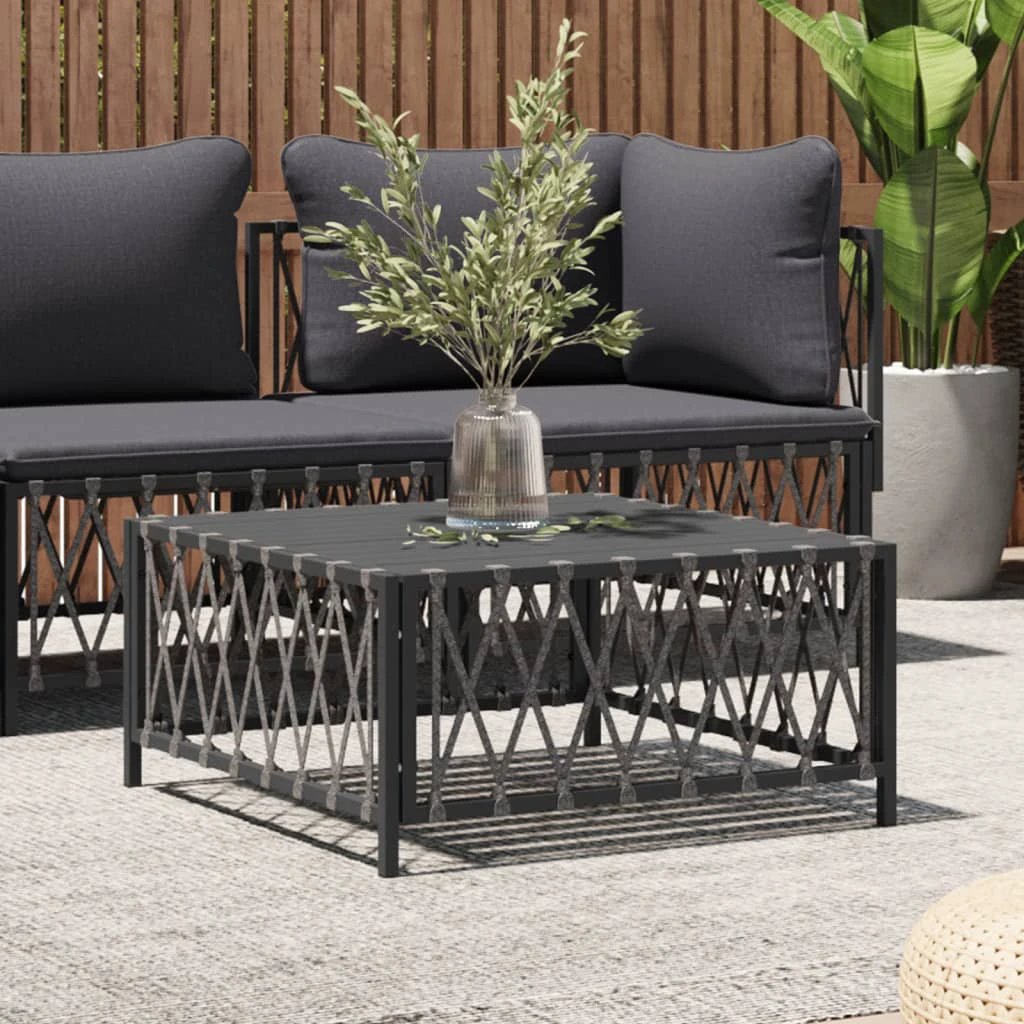 vidaXL vidaXL Garden Table White 70x70x34 cm Woven Fabric - Garden Table
