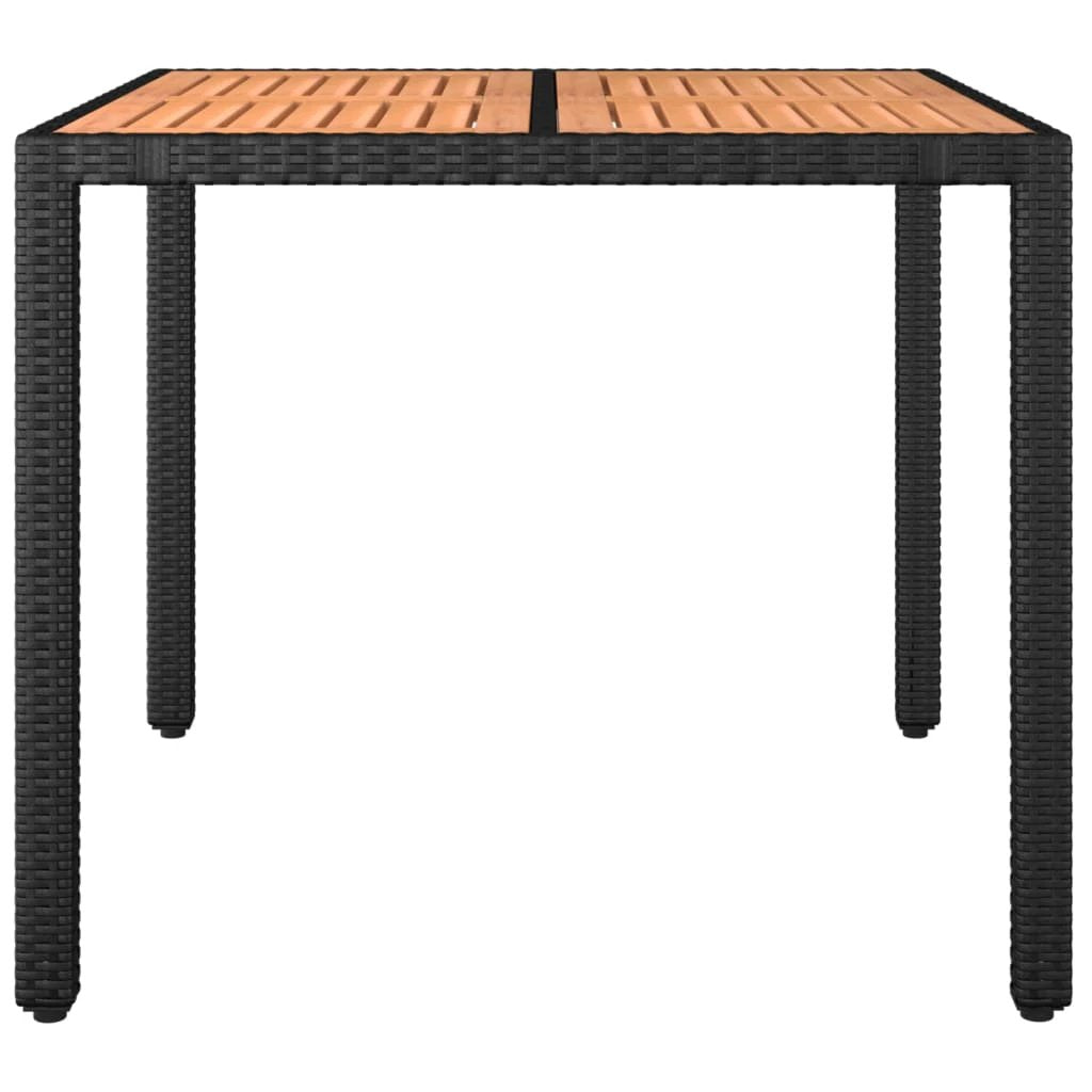 vidaXL vidaXL Garden Table with Wooden Top Black Poly Rattan&Solid Wood Acacia - Garden Table