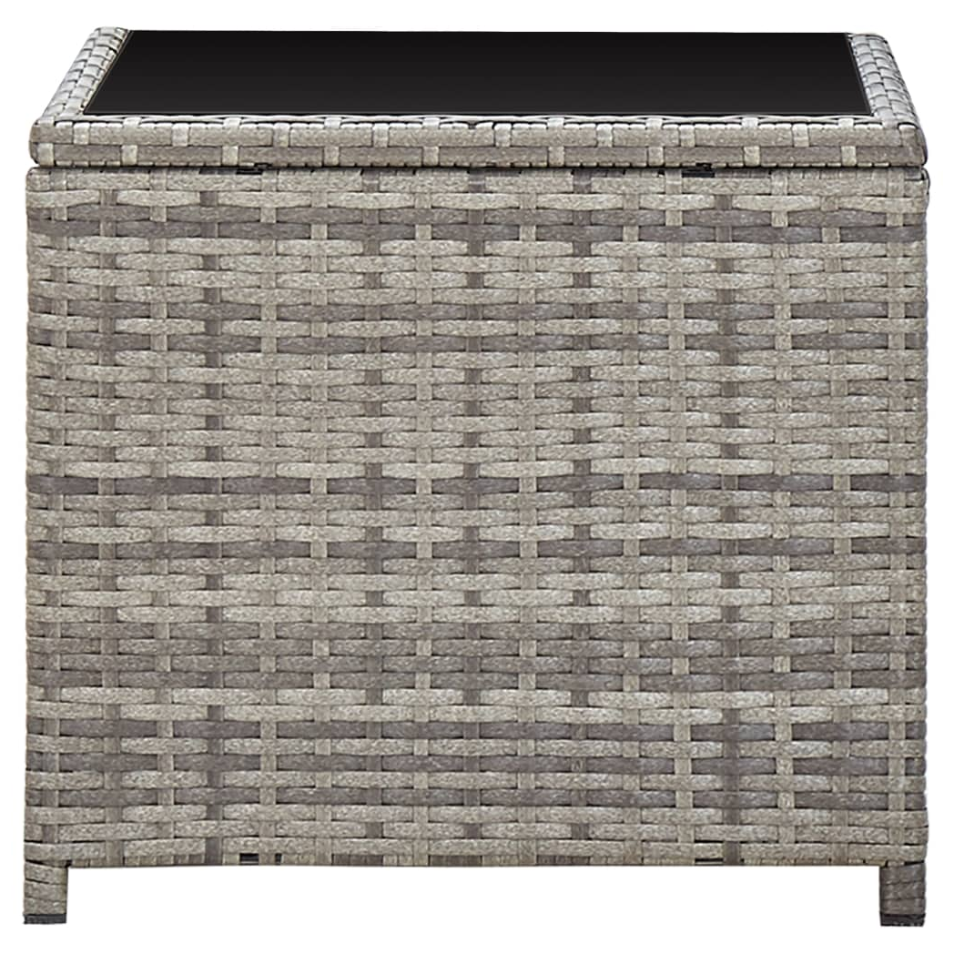 vidaXL vidaXL Coffee Table 45x45x40 cm Poly Rattan Glass Top Weather Resistant Outdoor Patio - Coffee Table