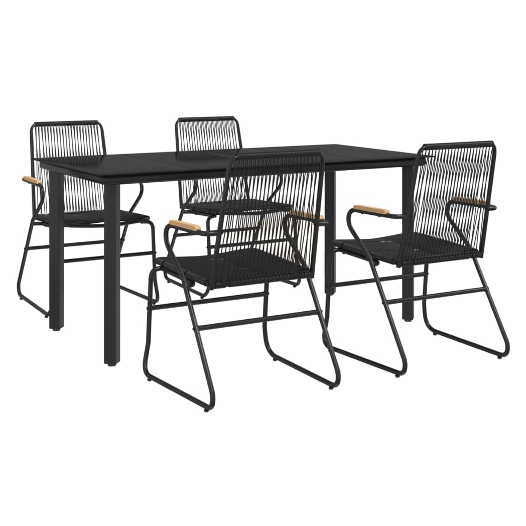 vidaXL VidaXL 5 Piece Garden Dining Set Black PVC Rattan Outdoor - Garden Set