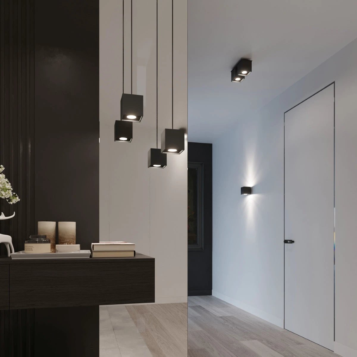 Quad Ceiling Lamp 26x11x12cm Black GU10 Indoor by Sollux Lighting