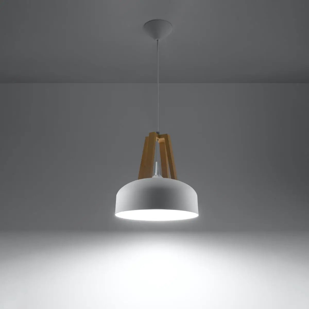 Sollux Lighting Pendant lamp steel, wood Casco modern Design E27 - Pendant Lights