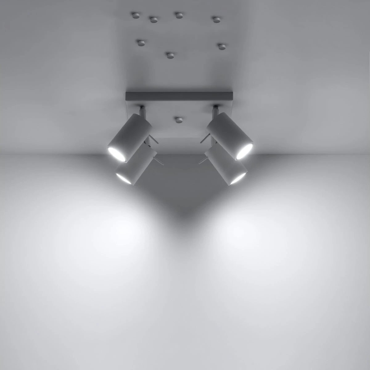 Modern Steel Ceiling Light 25x25x16cm Four GU10 Adjustable Spotlights For Living Room Ambience by Sollux Lighting