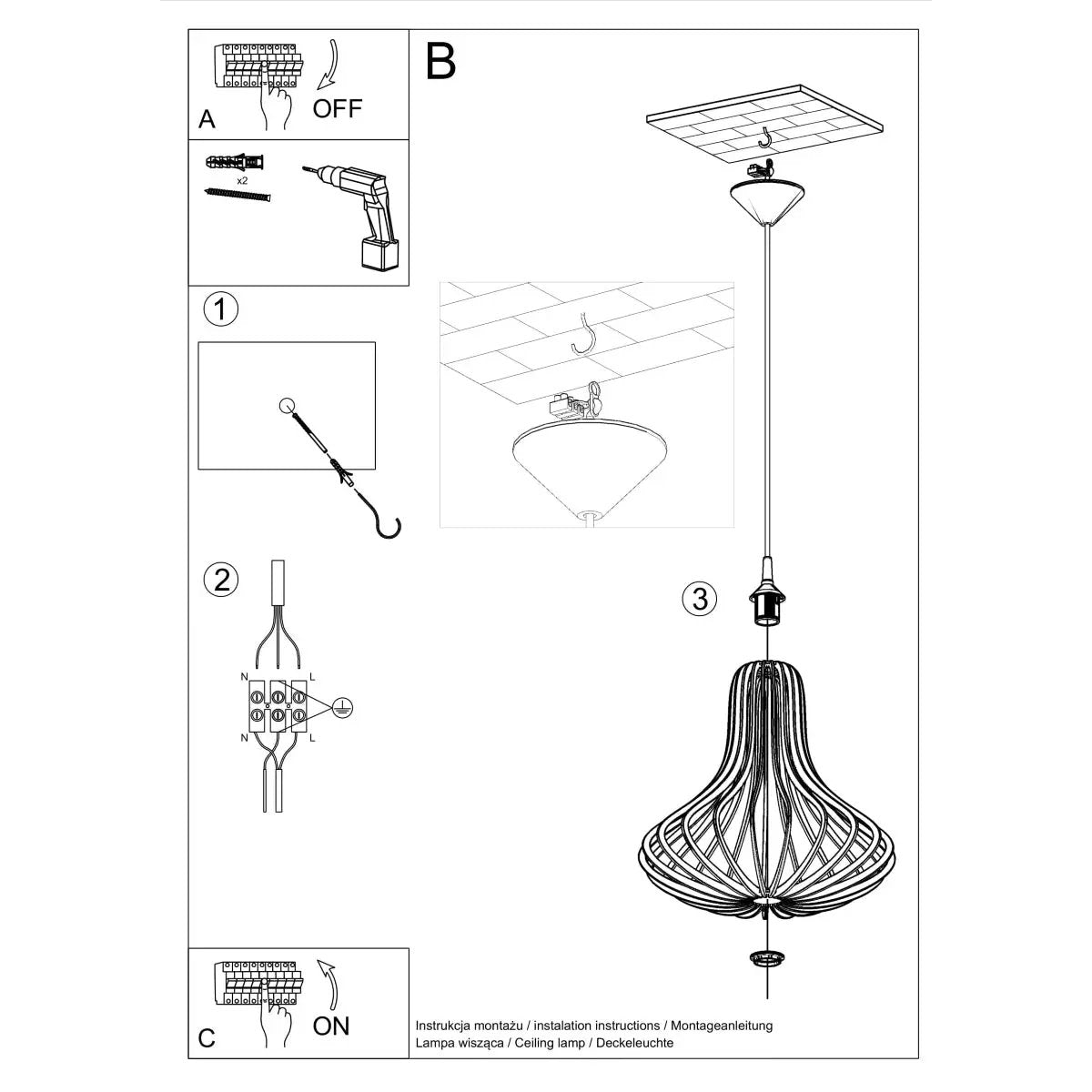 Sollux Lighting Pendant lamp wood Elza Scandinavian Design E27 - Pendant Lights