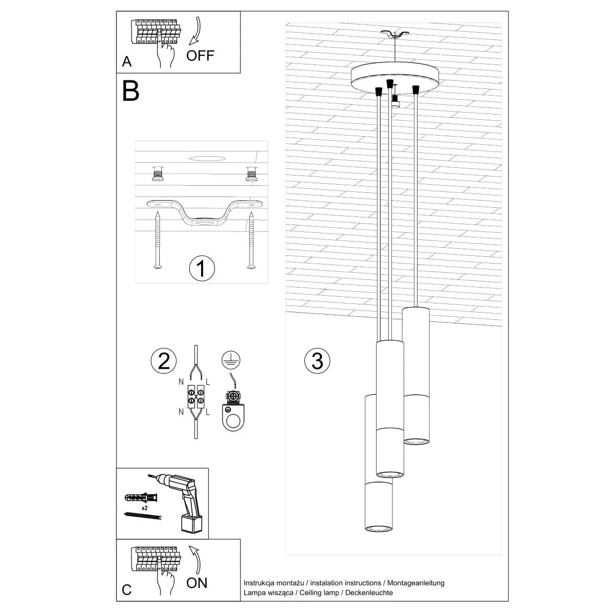 Sollux Lighting Pendant lamp steel Loopez modern Design GU10 - Pendant Lights