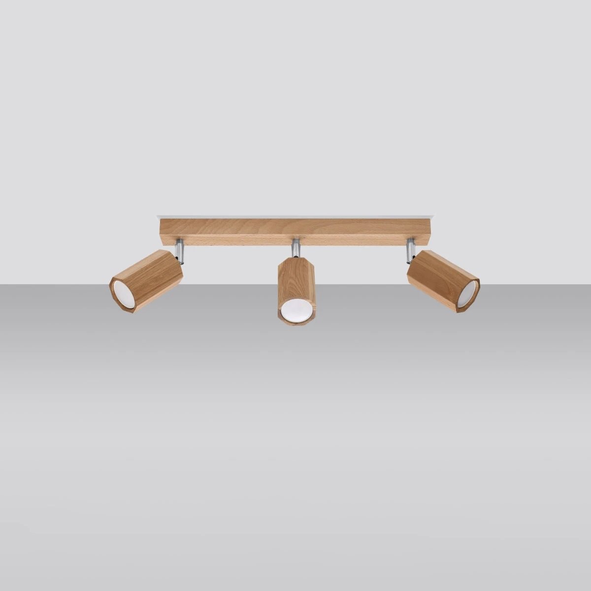 Zake Scandinavian Wooden Ceiling Lamp, 45/5/20 cm, Oak Design with GU10 Bulb for Cozy Interiors by Sollux Lighting