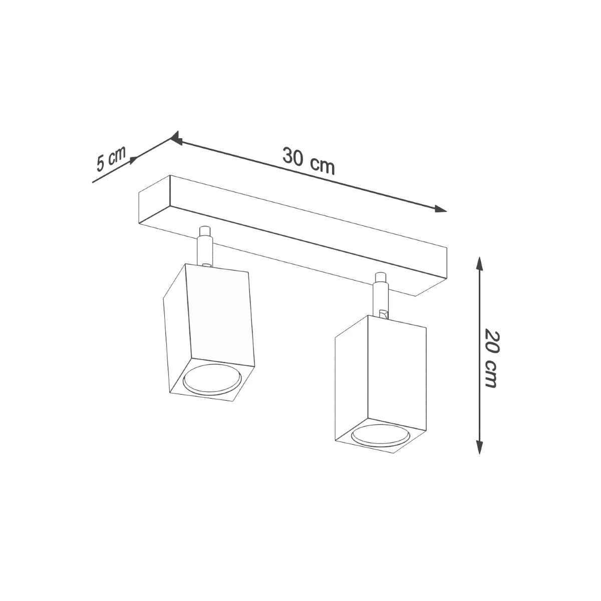 Sollux Lighting Scandi Oak Ceiling Spotlight 30x5x20cm TwoHeadGU10 - Ceiling Lights