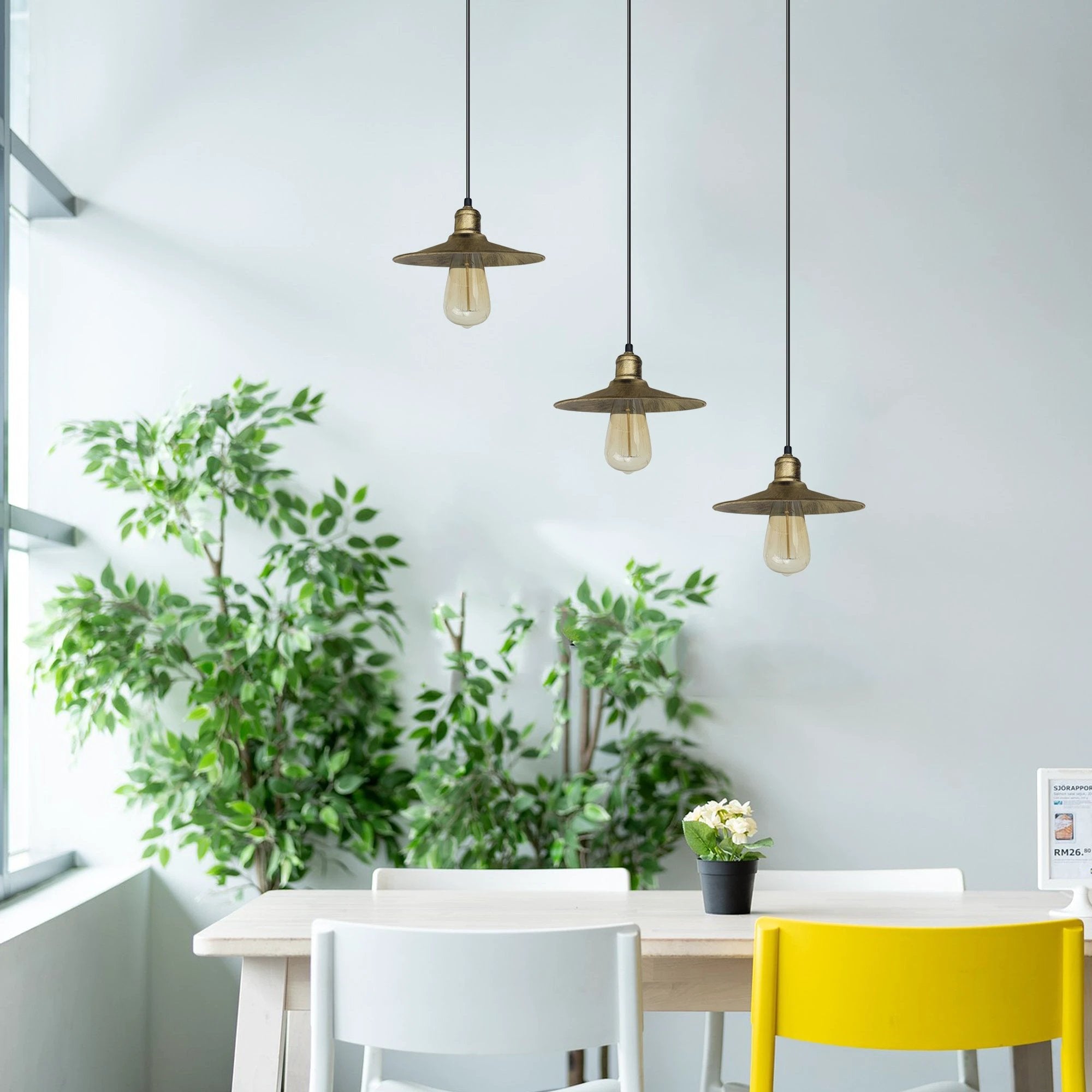 Brushed Brass Pendant Light 22cm 4Head Home by LEDSONE