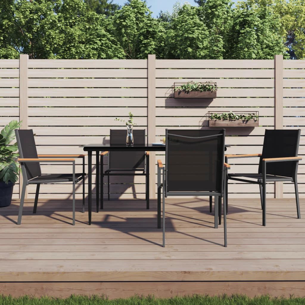 vidaXL VidaXL 3 Piece Garden Dining Set Black Textilene Outdoor - Garden Set