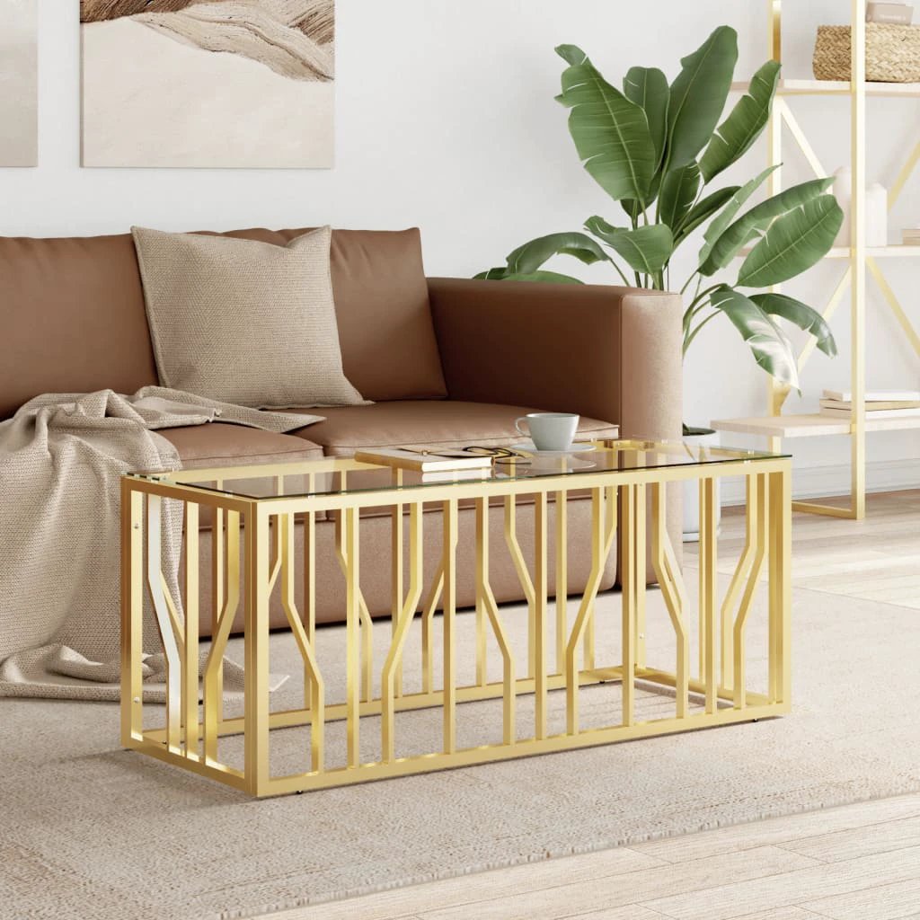 VidaXL Coffee Table 110x45x45 Stainless Steel And Glass Home by vidaXL