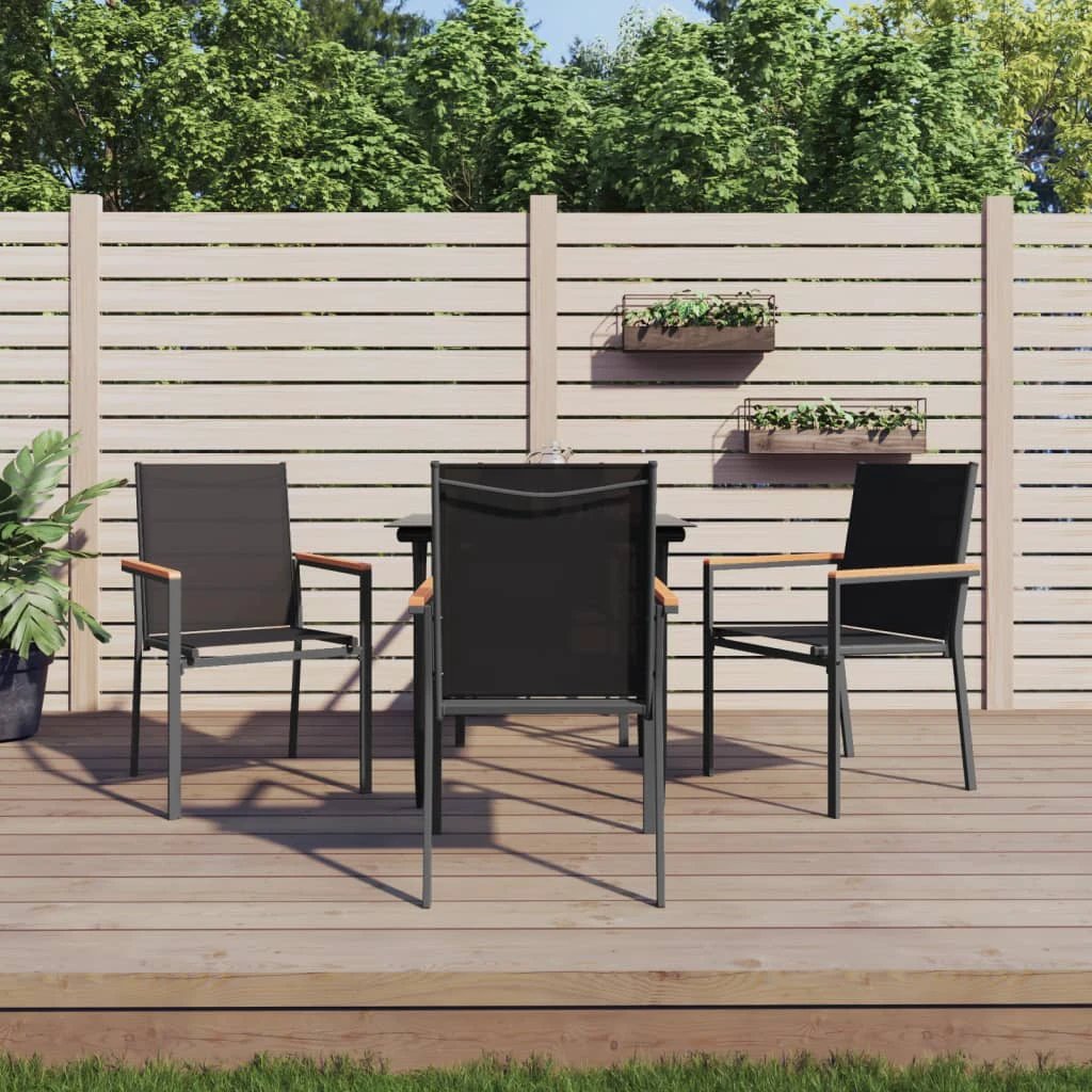 VidaXL 3 Piece Garden Dining Set Black Textilene Outdoor by vidaXL