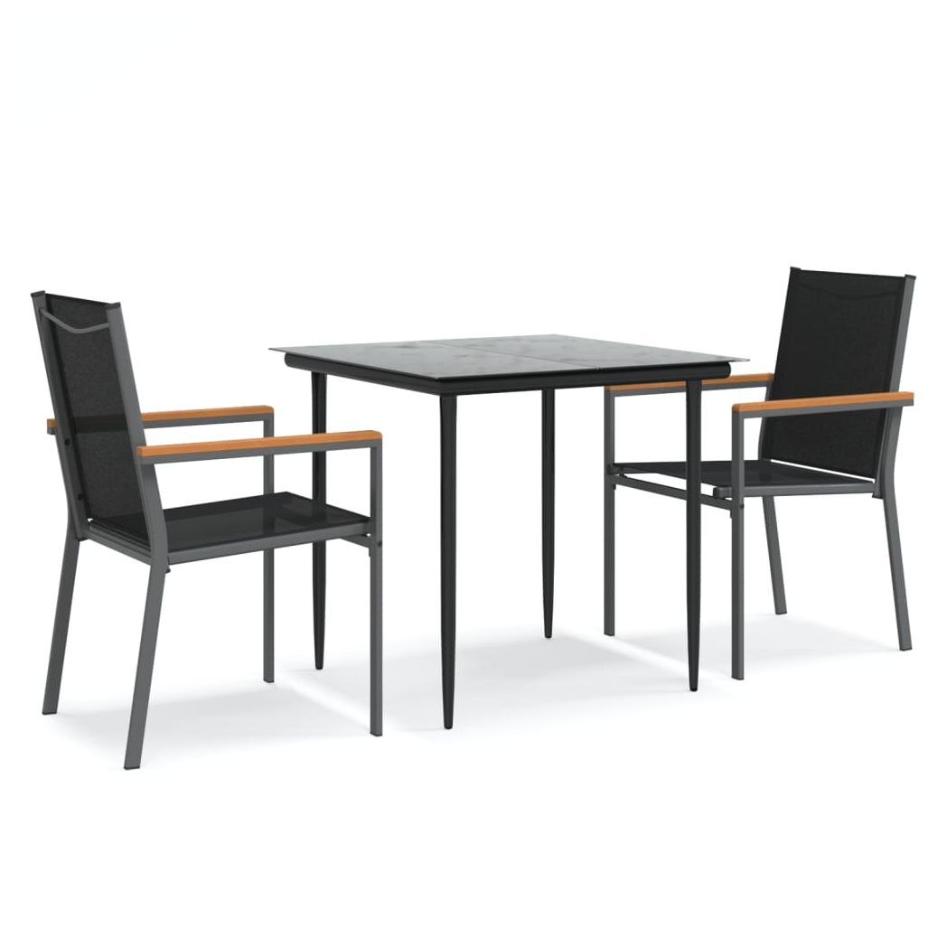vidaXL VidaXL 3 Piece Garden Dining Set Black Textilene Outdoor - Garden Set