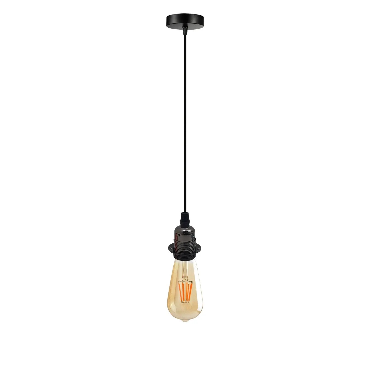 LEDSONE Vintage Industrial Black Pendant Light Fitting, lampshade Holder Fitting Set with 2m Cable. - Pendant Lights