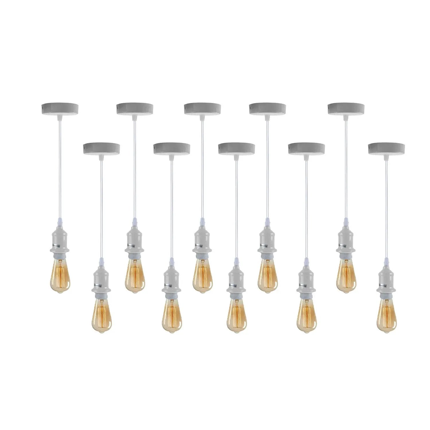 LEDSONE 10 Pack Industrial Pendant Light Fitting, lampshade addable E27 Lamp Holder Fitting Set with PVC Cable - Pendant Lights