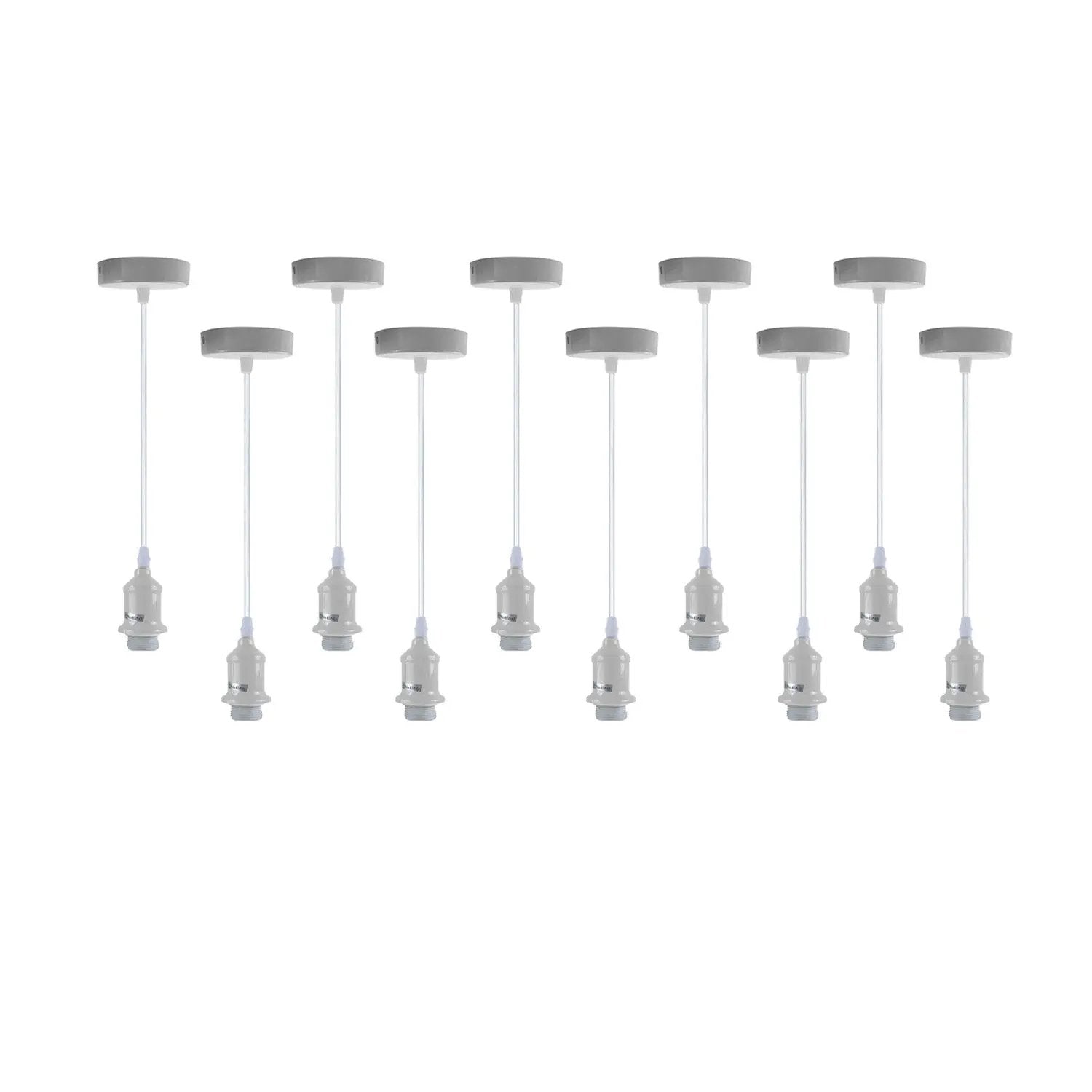 LEDSONE 10 Pack Industrial Pendant Light Fitting, lampshade addable E27 Lamp Holder Fitting Set with PVC Cable - Pendant Lights