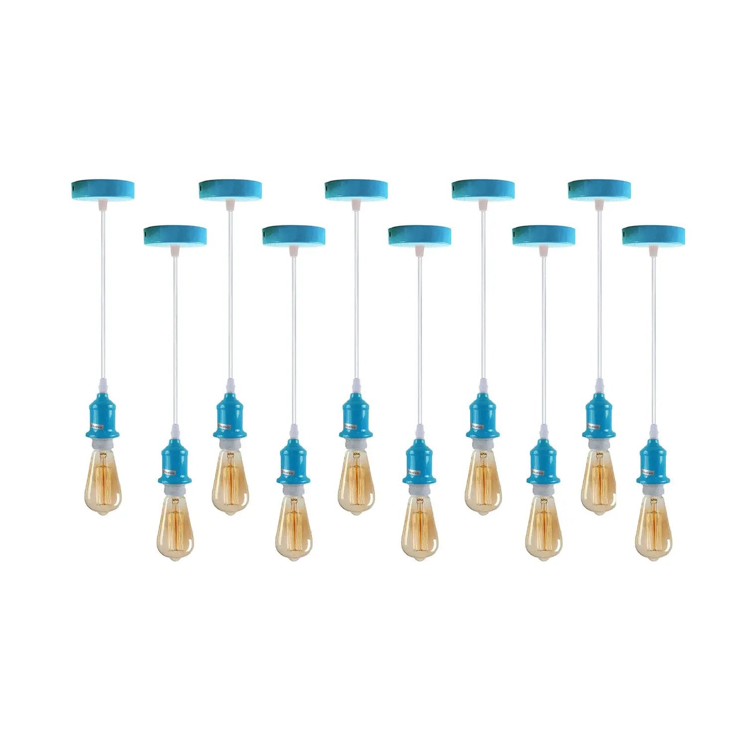 LEDSONE 10 Pack Industrial Pendant Light Fitting, lampshade addable E27 Lamp Holder Fitting Set with PVC Cable - Pendant Lights