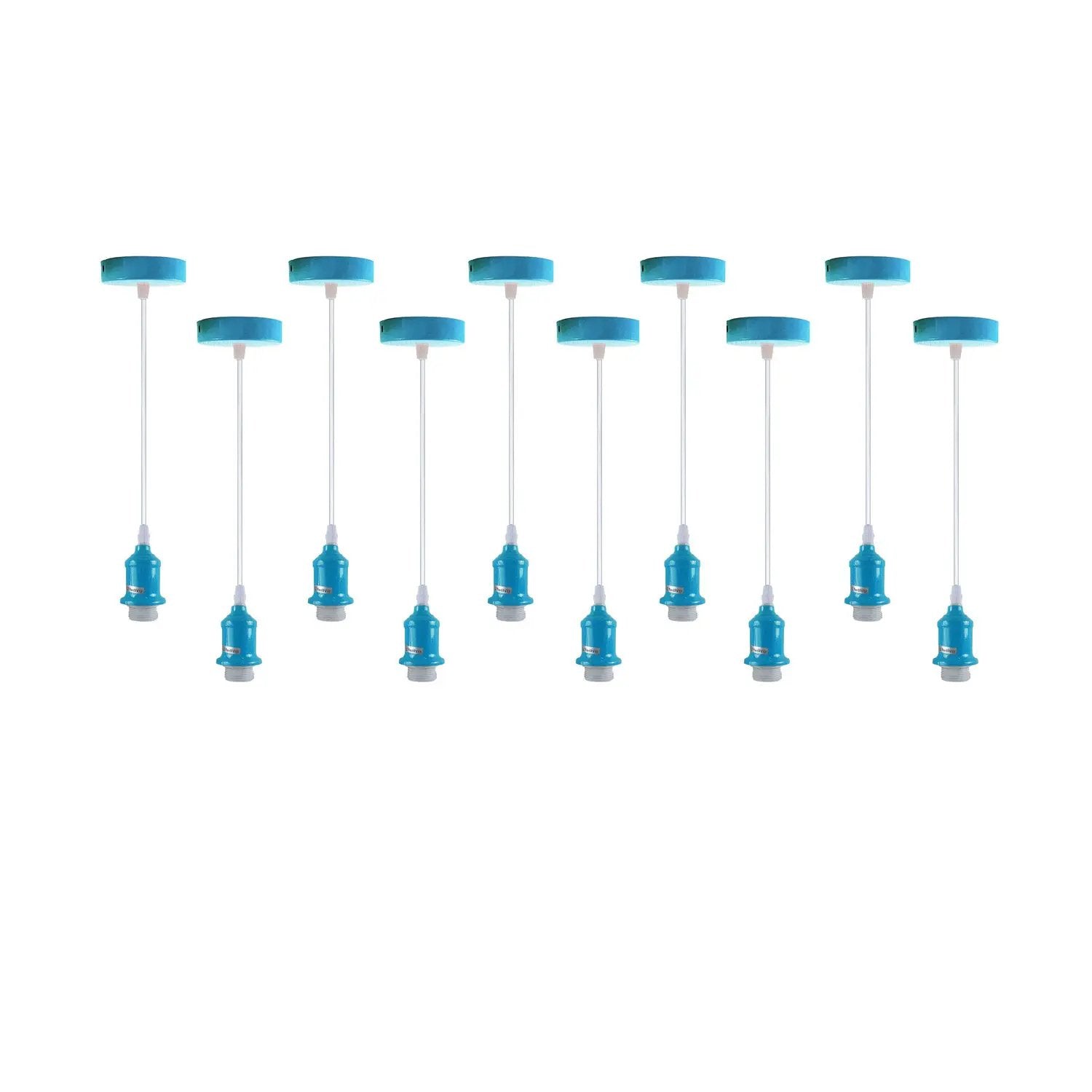 LEDSONE 10 Pack Industrial Pendant Light Fitting, lampshade addable E27 Lamp Holder Fitting Set with PVC Cable - Pendant Lights