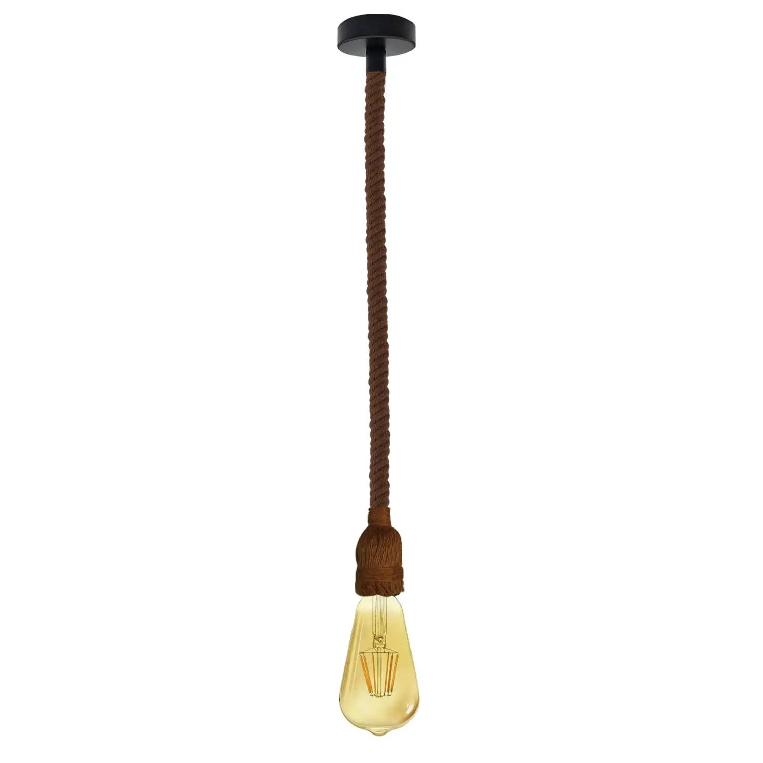 LEDSONE Vintage Ceiling Pendant Light 1m Brown Colour Hemp Rope Hanging Lamp Lights - Pendant Lights