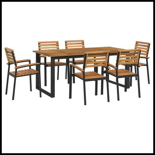 vidaXL vidaXL 9 Piece Garden Dining Set 200x90x75 cm Solid Acacia Wood and Powder-Coated Metal for Outdoor Family Meals - Garden Set