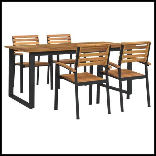 vidaXL vidaXL 9 Piece Garden Dining Set 200x90x75 cm Solid Acacia Wood and Powder-Coated Metal for Outdoor Family Meals - Garden Set
