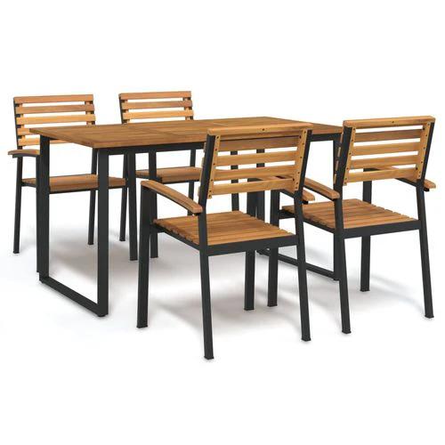 vidaXL vidaXL 9 Piece Garden Dining Set 200x90x75 cm Solid Acacia Wood and Powder-Coated Metal for Outdoor Family Meals - Garden Set