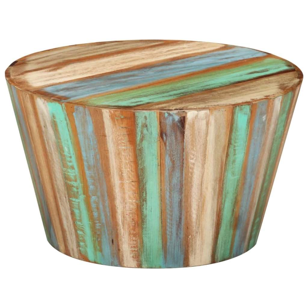 vidaXL Coffee Table Diameter 52 Cm Height 30 Cm Solid Reclaimed Wood Rustic Living Room Accent Handcrafted by vidaXL