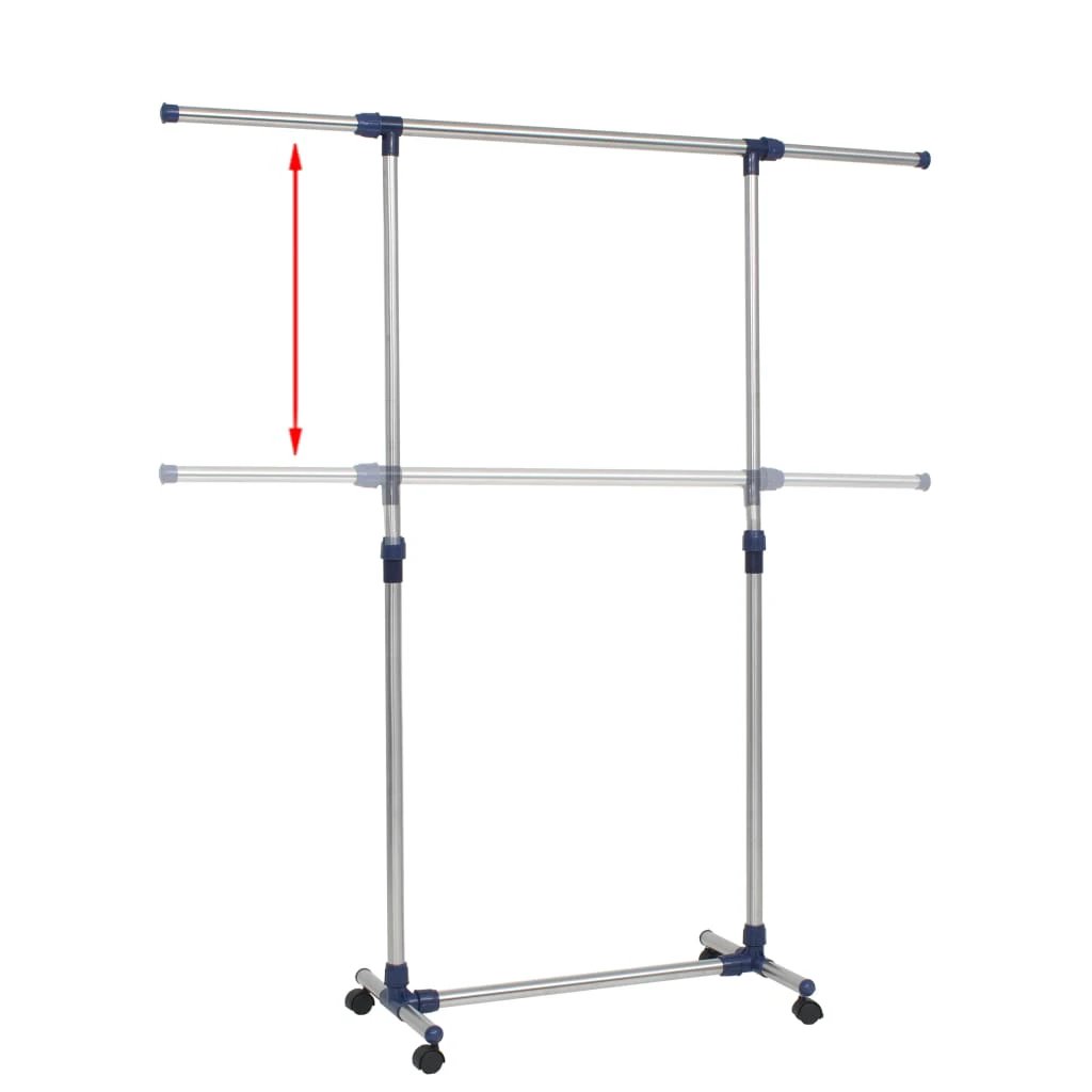 vidaXL Adjustable Clothes Rack 165x44x150 cm Stainless Steel Adjustable Height For Bedroom by vidaXL