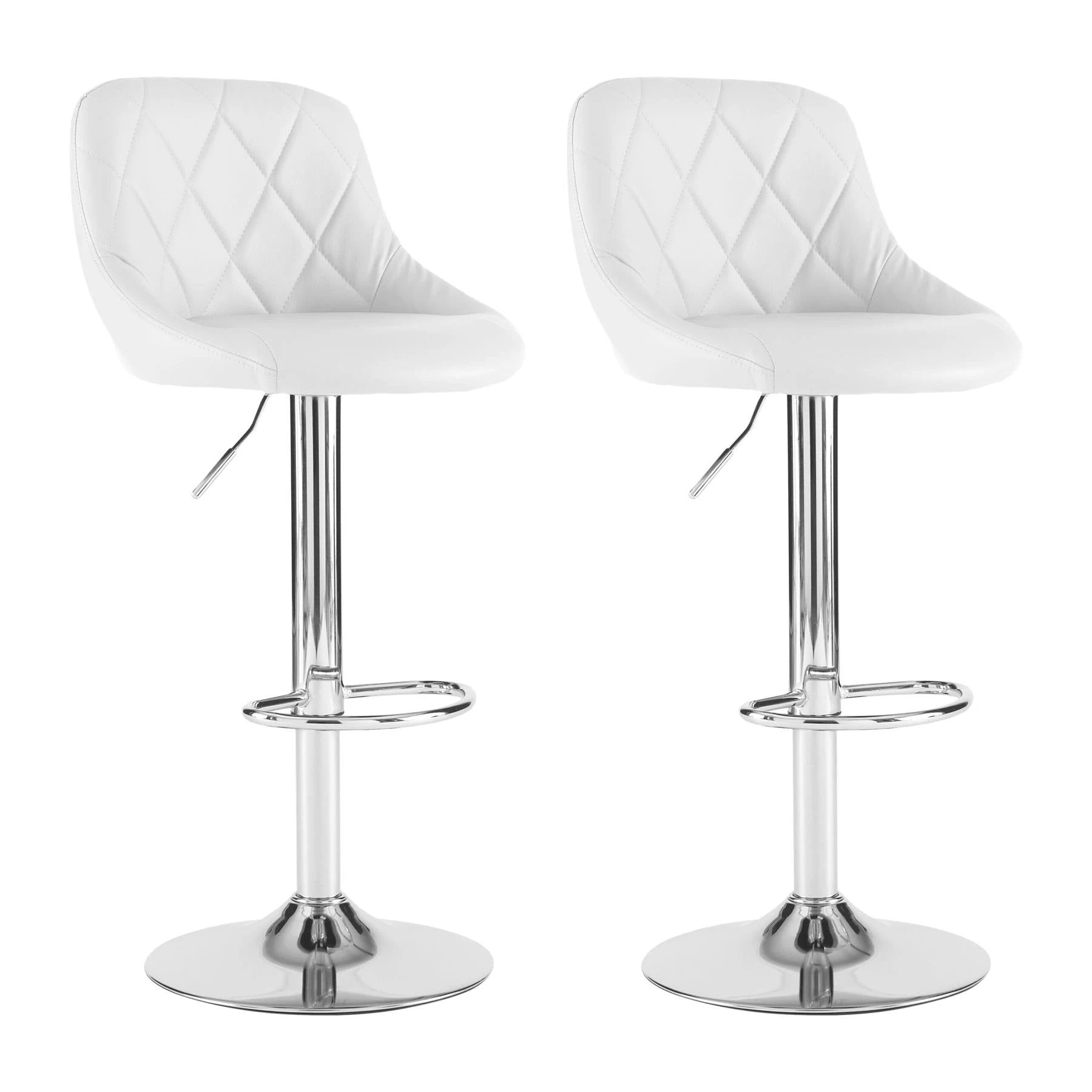 Neo Set of Two White Leather Bar Stools by Neo