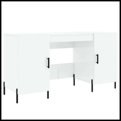 vidaXL Desk White 140x50x75 cm Engineered Wood with Ample Storage by vidaXL