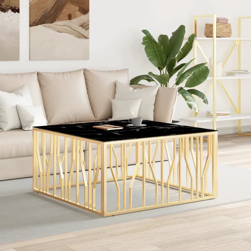 vidaXL VidaXL Coffee Table 100x100x50 Cm Stainless Steel Glass Modern Living Room With Durable Frame And Clear Top - Coffee Table