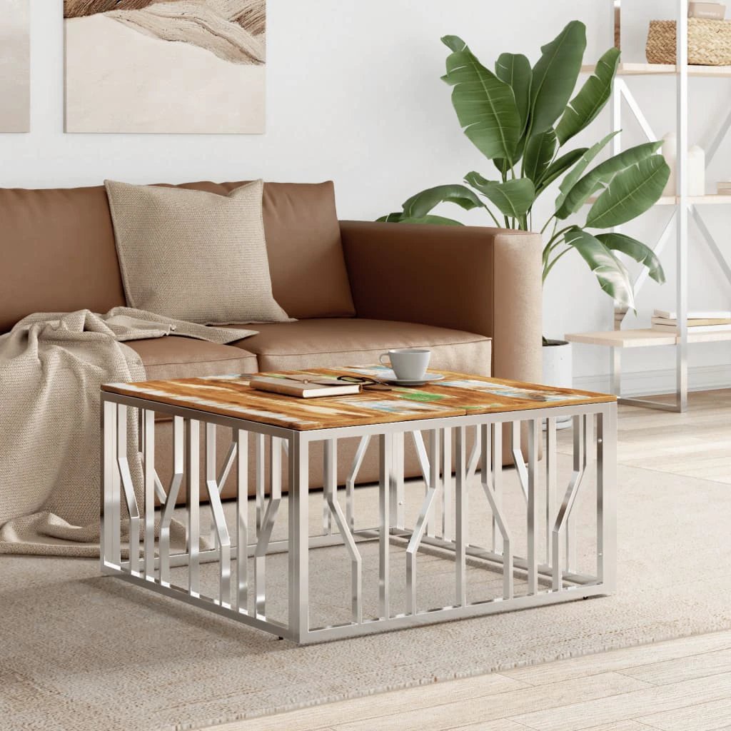 VidaXL Coffee Table 80x80x40 cm Glass and Steel LivingRoom by vidaXL