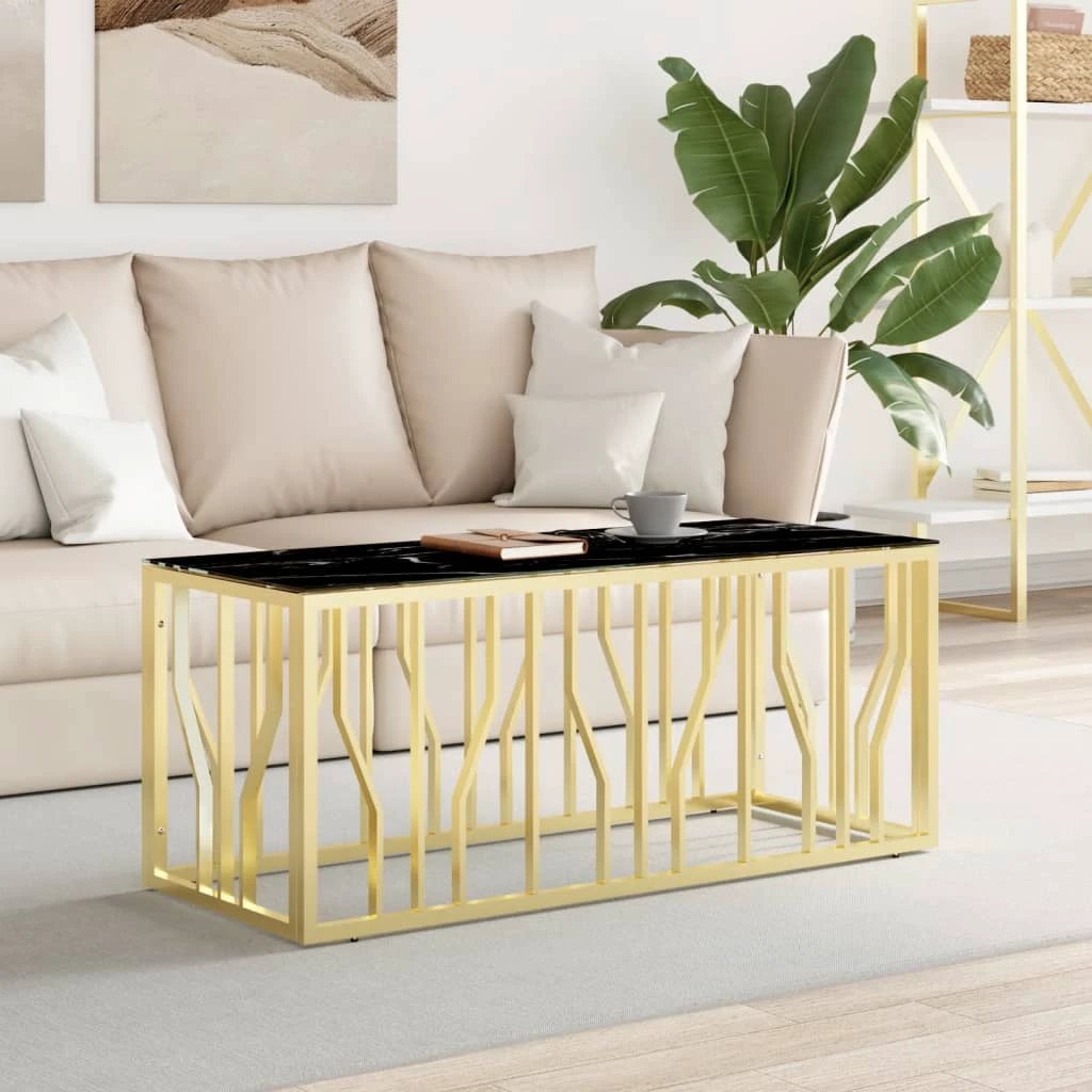VidaXL Coffee Table 110x45x45 Stainless Steel And Glass Home by vidaXL
