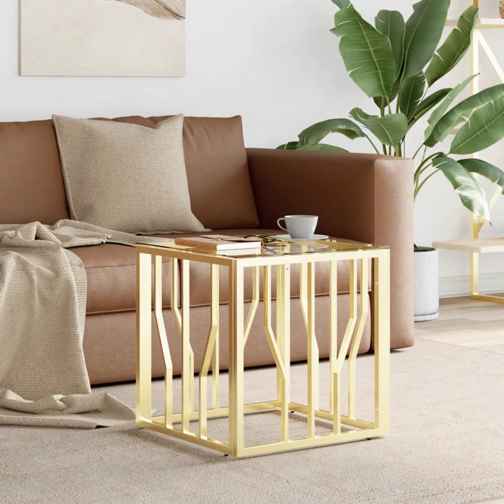 VidaXL Coffee Table 50x50x50 Glass Top for Living Room by vidaXL