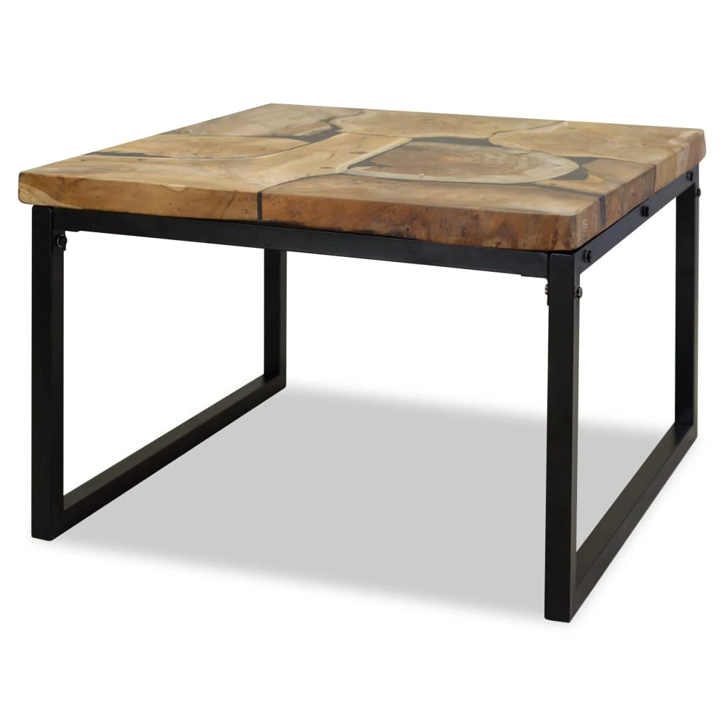 vidaXL Coffee Table 110x60x40 cm Handmade Teak With Black Resin Living Room Decor by vidaXL