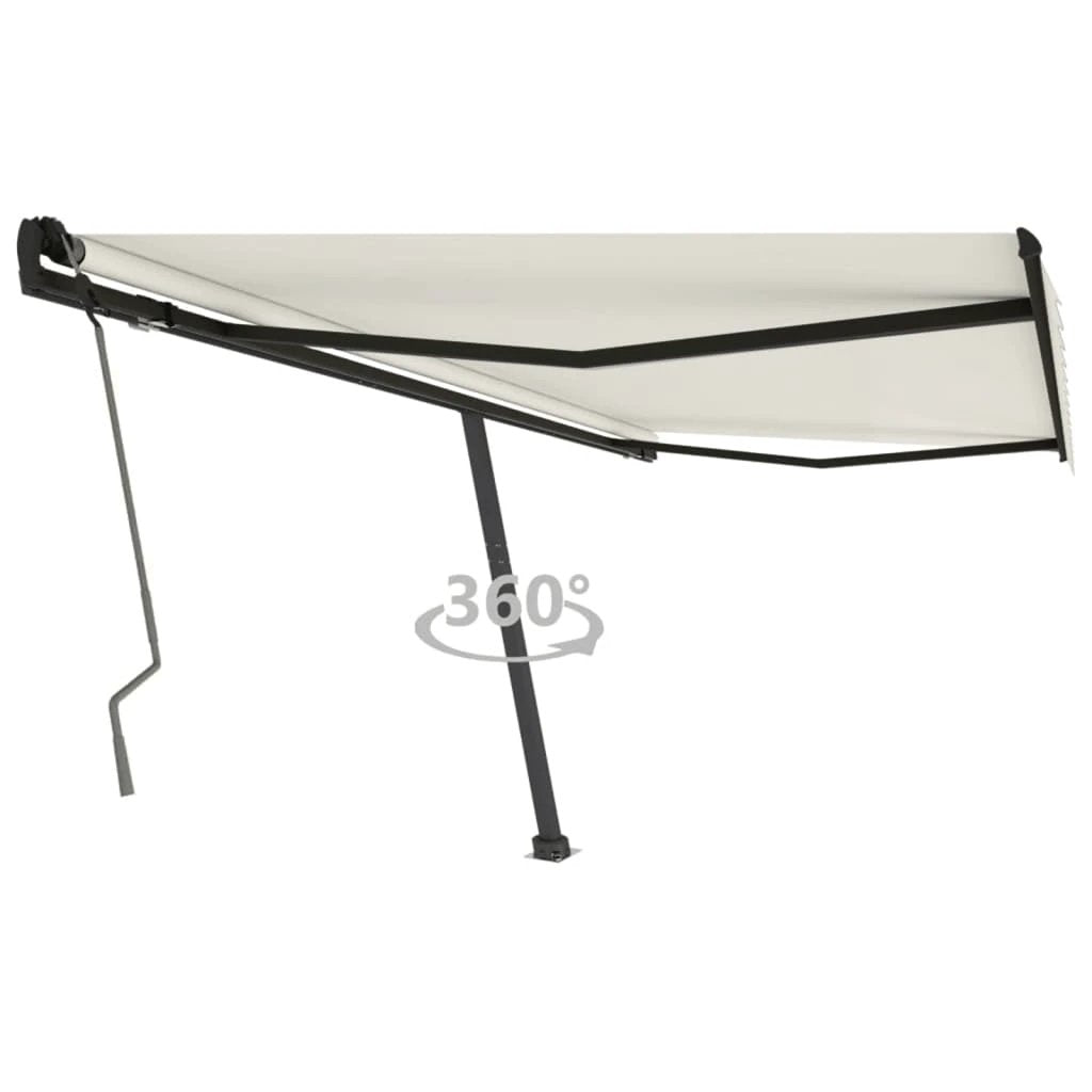 vidaXL VidaXL Freestanding Manual Retractable Awning 300x250 Cm Blue White UV Resistant Outdoor Patio - Cover