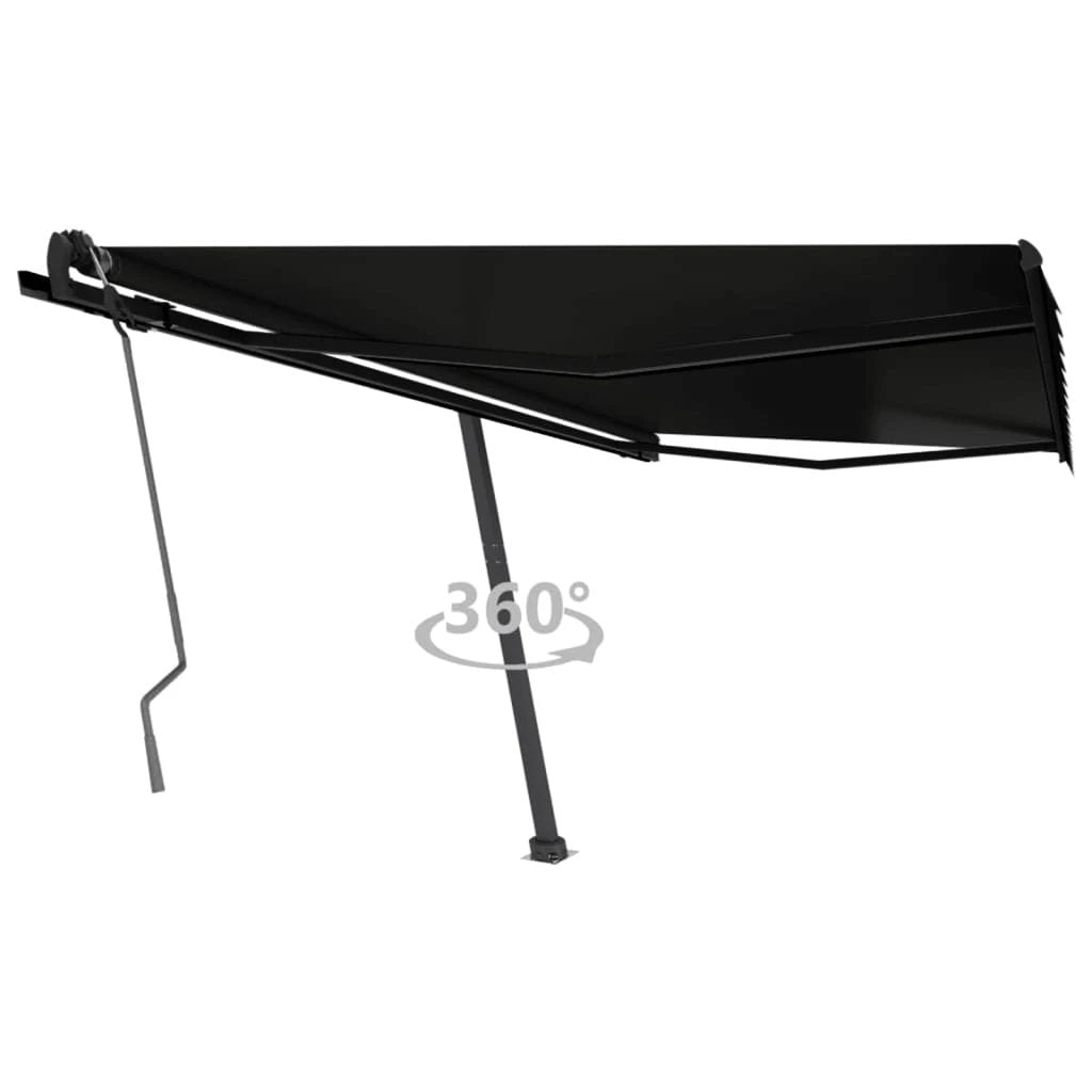 vidaXL VidaXL Freestanding Manual Retractable Awning 300x250 Cm Blue White UV Resistant Outdoor Patio - Cover