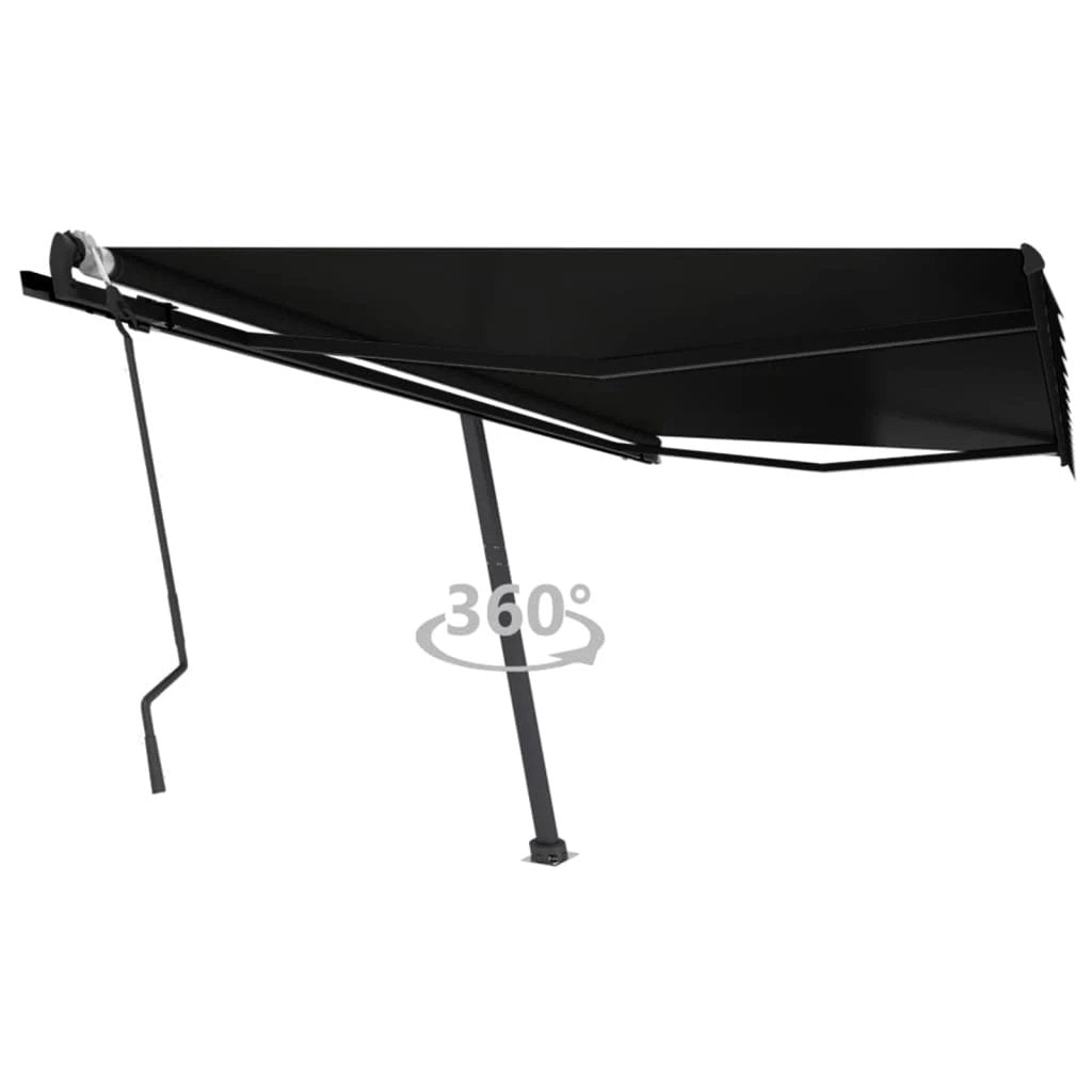 vidaXL VidaXL Freestanding Manual Retractable Awning 300x250 Cm Blue White UV Resistant Outdoor Patio - Cover
