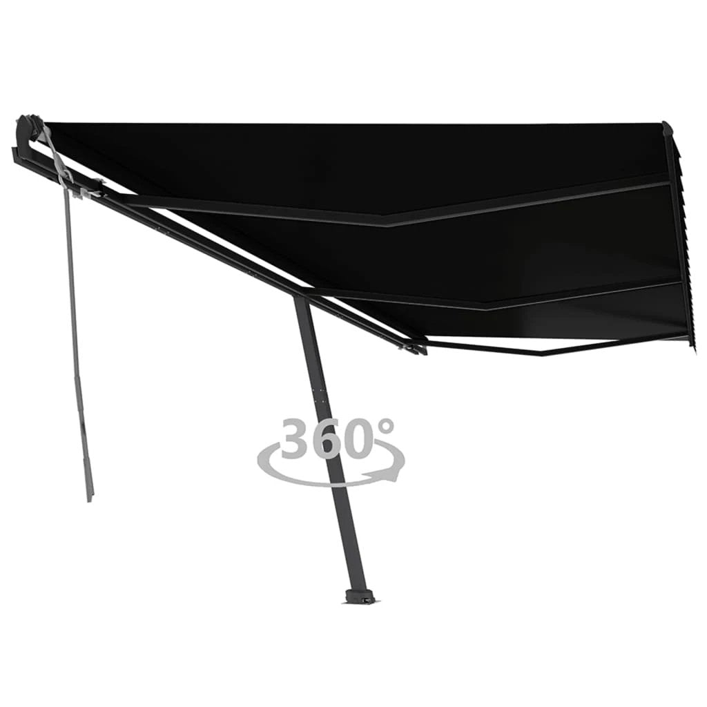 VidaXL Freestanding Manual Retractable Awning 300x250 Cm Blue White UV Resistant Outdoor Patio by vidaXL